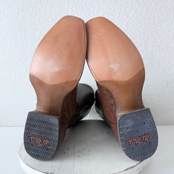 Rod Patrick Mens Cowboy Boots 10AA Brown Ostrich Leather Western French Toe EUC - Picture 9 of 12